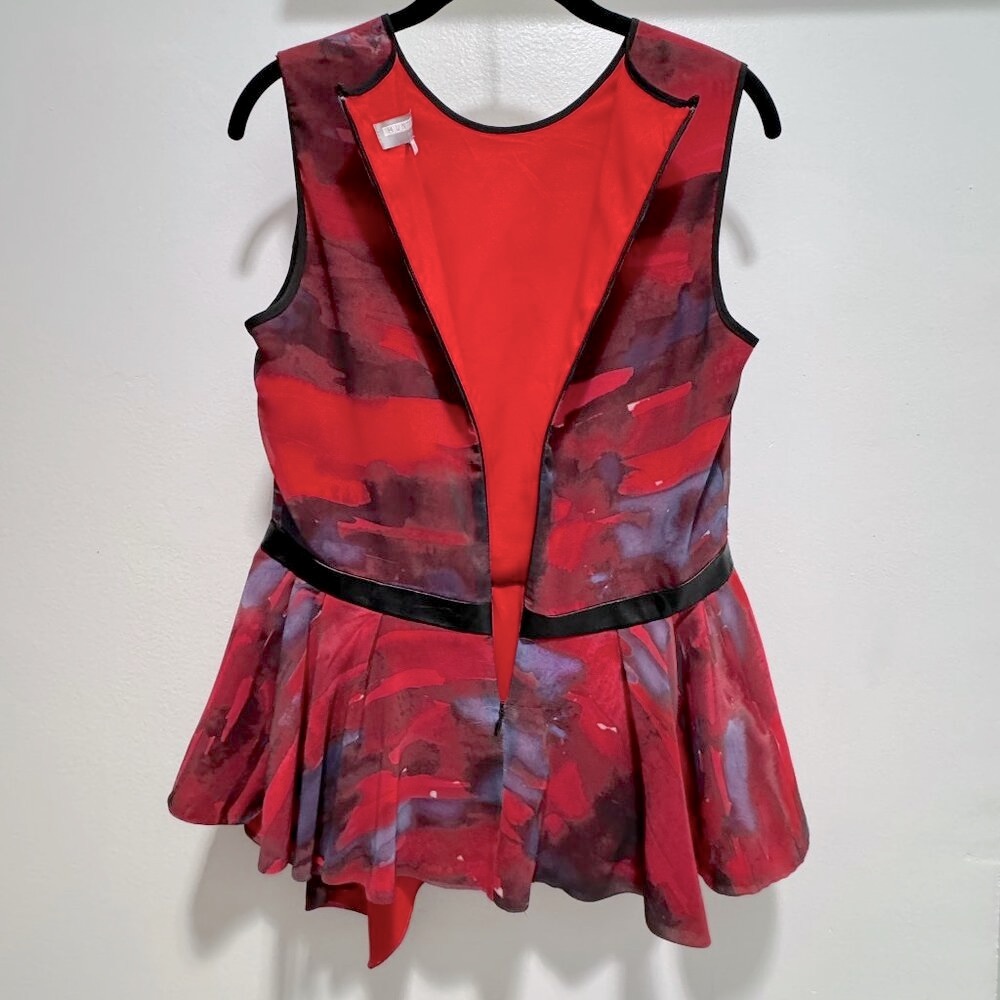 Hunter Bell Sleeveless Peplum, Leather Trim Top, Size 8 - Picture 7 of 10